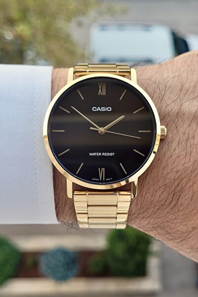 Casio Kadranı Kahverengi Kordonu Gold Renk Erkek Kol Saati
