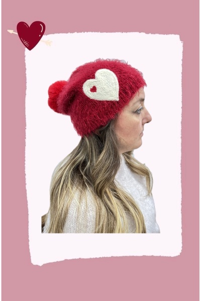 Toka Perisi Beretă brodata din pâslă de lână tricotată manual Love Rabbit