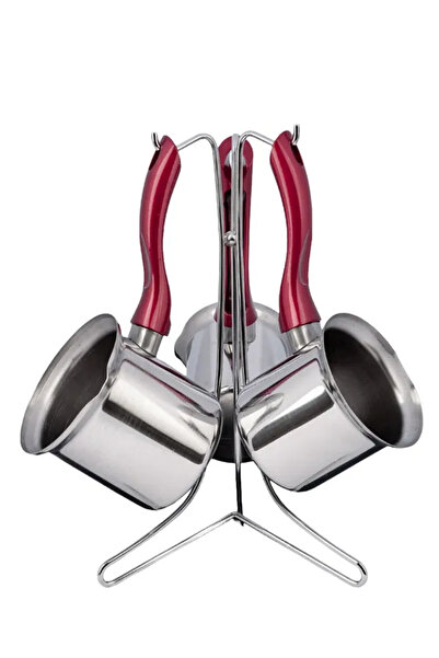 abnturk 3’Lü Askılı Cezve Seti Paslanmaz Çelik Cezve Takımı