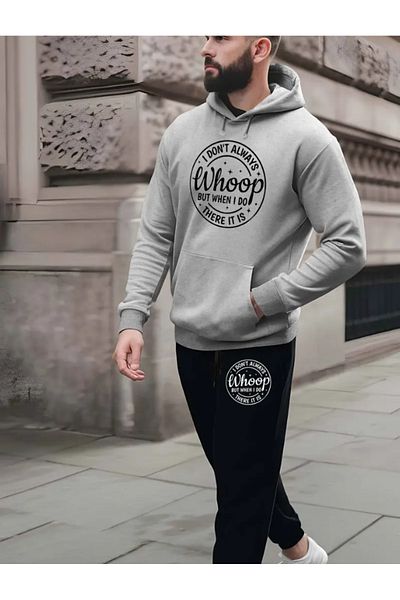 DESCARTES Men's Whoop Printed Hooded Bottom-Top Tracksuit Set