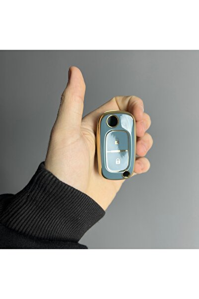 LUXE AKSESUAR Γκρι χρώμα Θήκη κλειδιού τηλεχειριστηρίου Renault Clio2 Clio3 K...