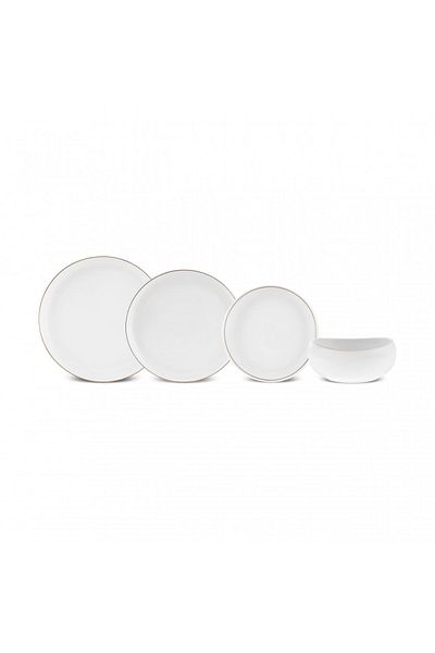 Karaca Stream Bone China Hole Gold 24-teiliges Tafelservice für 6 Personen, Mehrfarbig