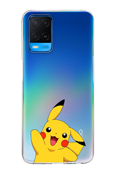 moonset Oppo A54 Uyumlu Pikachu Tasarımlı Baskılı Şeffaf Telefon Kılıfı