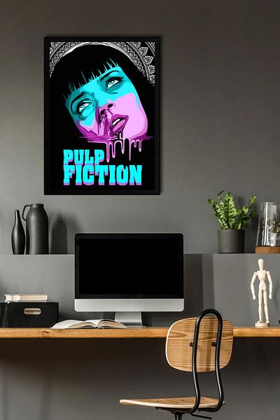 Saturn Pulp Fiction Framed Painting - Cheap Novel Fim Poster Painting