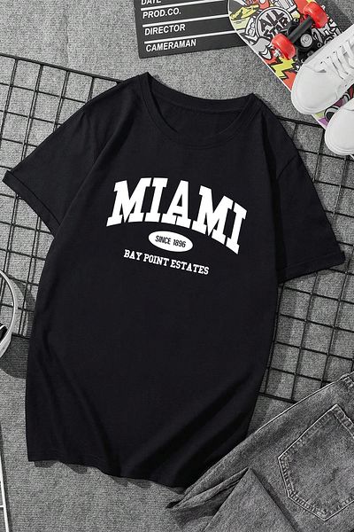 uyguntarz Βαμβακερό μπλουζάκι Miami Printed Oversize