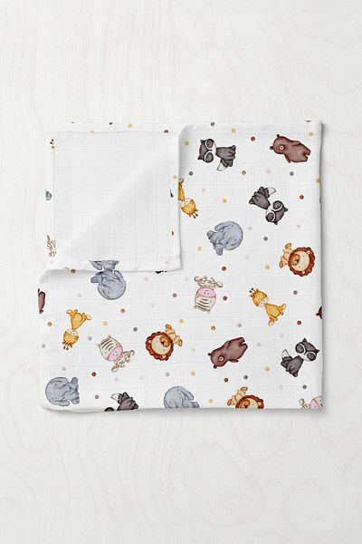 Wheeppo Premium Digital Print Muslin Blanket Zoo - 75x100 cm