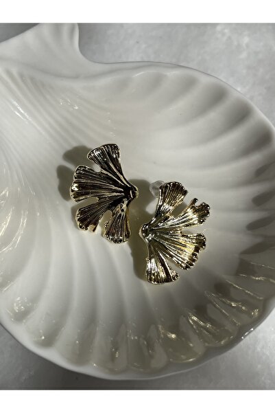 Lavian Accessories Gold Renk Yaprak Tasarım Küpe