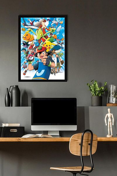 Saturn Pokemon Framed Painting - Cartoon Poster Painting