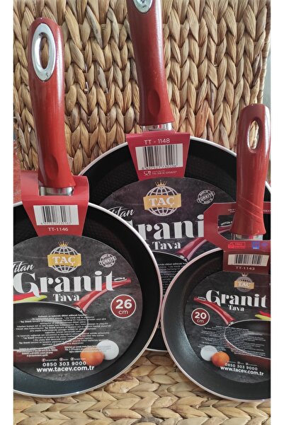 MORMAVİ TAC TİTAN 3'LÜ 30 CM , 26 CM , 20 CM GRANİT YUMURTA SAHAN TAVA
