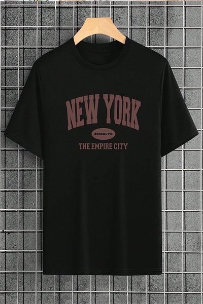 uyguntarz Βαμβακερό μπλουζάκι New York Printed Oversize