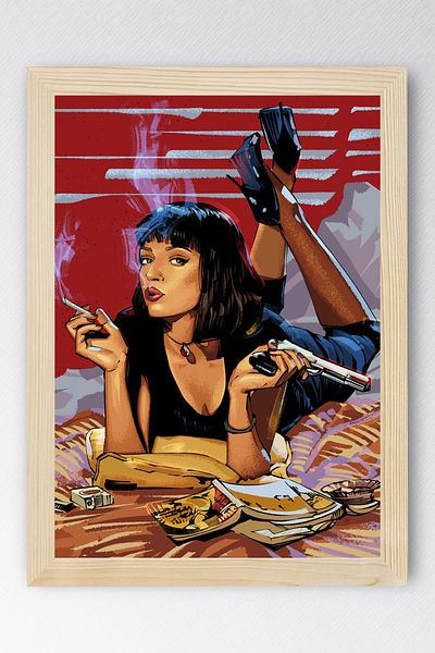 Saturn Pulp Fiction Framed Painting - Cheap Novel Fim Poster Painting