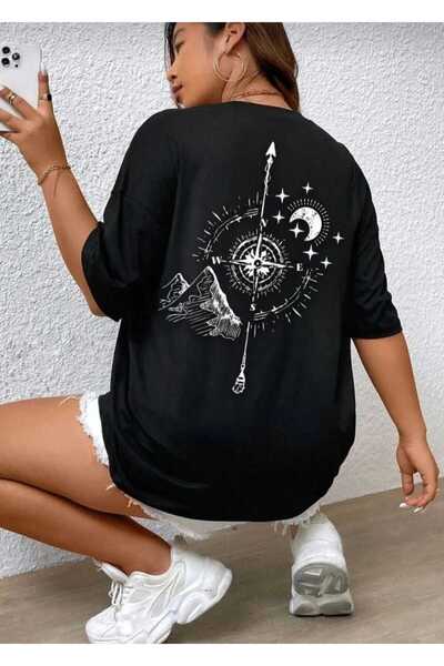 KOZİA OUTDOORS Μπλουζάκι unisex με στάμπα πλάτης πυξίδας oversize βασικό με λ...