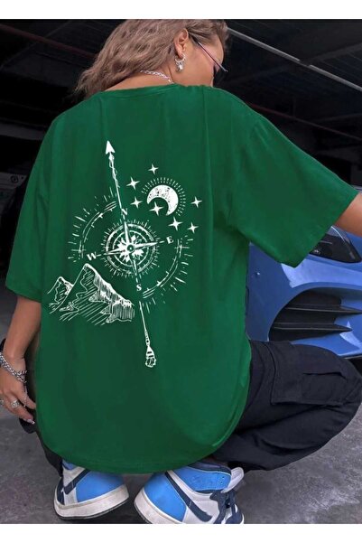 KOZİA OUTDOORS Μπλουζάκι unisex με στάμπα πλάτης πυξίδας oversize βασικό με λ...