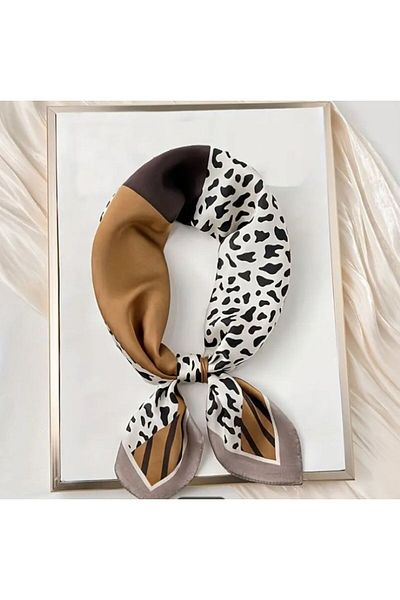 Dgt Luxury Model vintage leopard, soare, rezistent la vânt, imprimat pe două fețe, șal, eșarfă, eșarfă 70x70