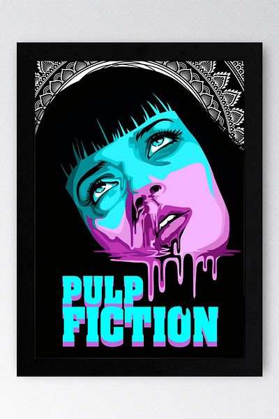 Saturn Pulp Fiction Framed Painting - Cheap Novel Fim Poster Painting