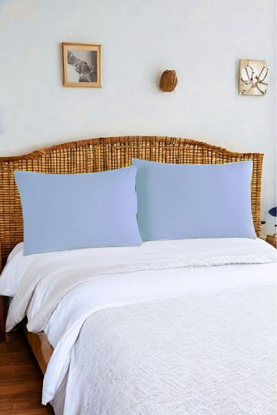 CollessiaHome Синя калъфка за възглавница от 100% поплин, 1 чифт и 2 части, с калъф