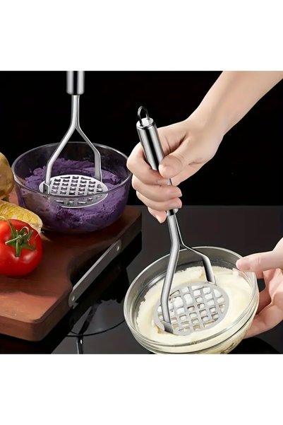 RED KİTCHEN Stainless Steel Potato Masher and Practical Kitchen Scraper Set