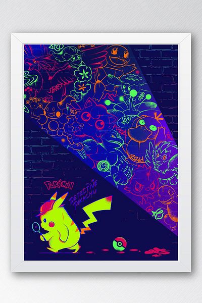 Saturn Pictură înrămată Pokemon - Pictură poster de desene animate