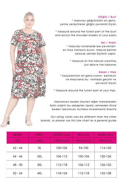 Madwilo Women's Red Beige Wing Pattern Stretchy Viscose Basic Dress
