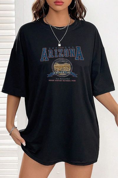 uyguntarz Βαμβακερό μπλουζάκι Arizona με στάμπα Oversize