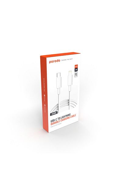 porodo Type-C To Lightning Pvc Cable 3M - White