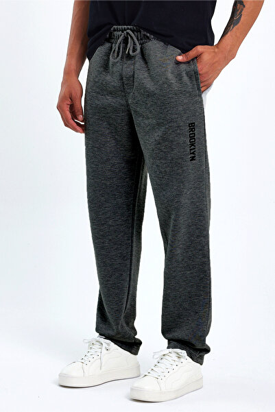 Superlife Ανδρικό παντελόνι με στάμπα Brooklyn με χοντρό 3 κλωστές και εσωτερικά φλις Spr24ea70