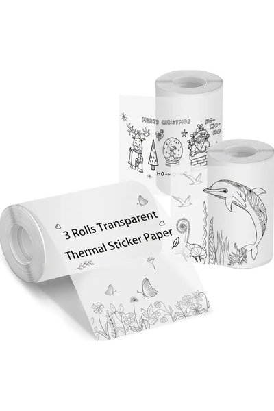 NorthAK Şeffaf sticker Mini Yazıcı Rulosu Yapışkanlı 2 Adet 57x25mm