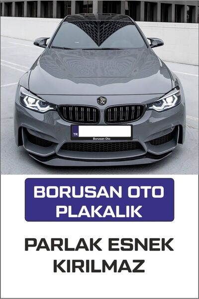 TAY PROMOSYON Borusan Oto Yazılı Oto Plakalık Siyah UV Kabartma 2 Adet Takmatik