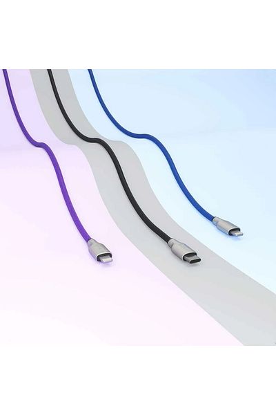 Levelo كابل مضفر من البوليستر من نوع USB-C إلى Lightning بطول 1.1 متر - أرجواني غامق