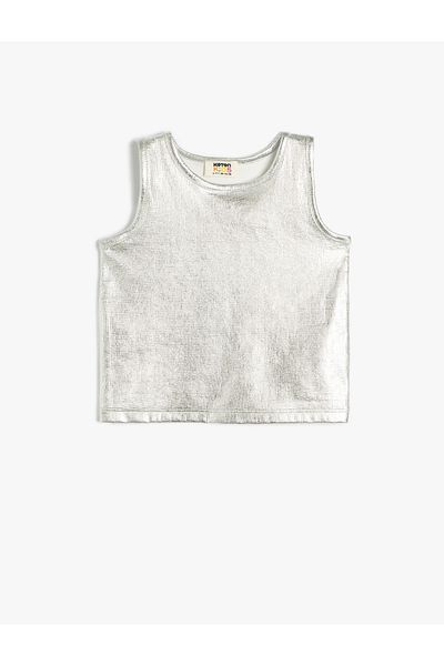 Koton Crew Neck Ribbed Sleeveless Shiny Tank Top
