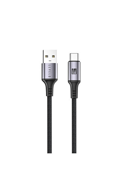 Levelo كابل أوتو USB A إلى C 18 وات جلدي بطول 1.2 متر - أسود