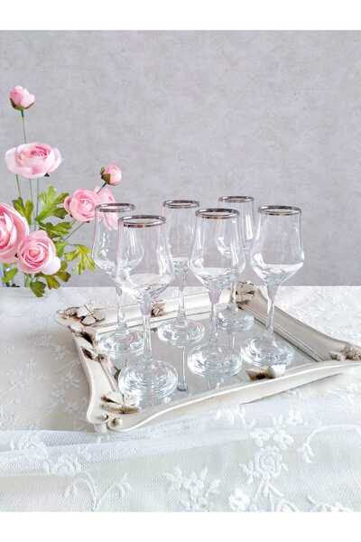 P H Panayır Home Silver Gilt Coffee Glass Water Cup Set 6 Pieces Goblet Dowry