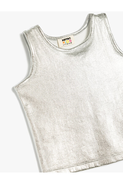 Koton Crew Neck Ribbed Sleeveless Shiny Crop Undershirt