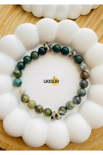 LiKESUN HOME Natural Stone Collection Mossy Agate Bracelet