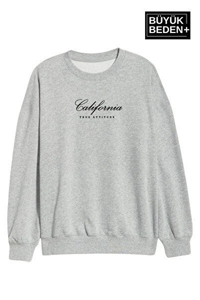 Superlife Women's Handwritten California Printed Large Size Slim Crew Neck Sweatshirt Spr25Bswk63