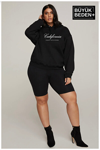 Superlife Hanorac subțire cu glugă de damă, scris de mână, imprimat Californi...