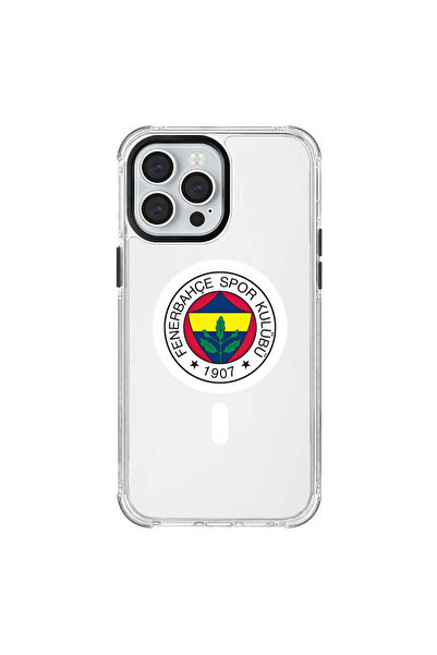 Fenerbahçe iPhone 13 Pro Max Uyumlu Fenerbahçe Magsafe Logo Şeffaf Telefon Kı...