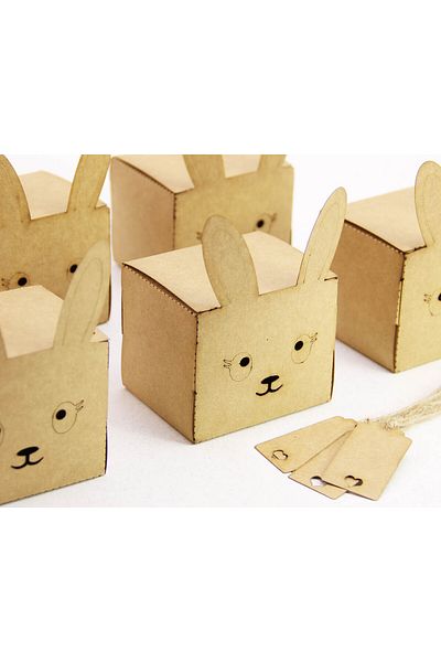 Tasarım Şeker Rabbit Shaped Kraft Cardboard Box - Gift Box - 25 Pieces