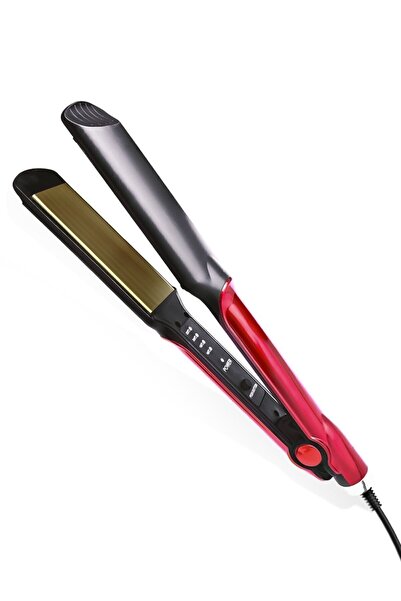 Fırsat7 Ceramic Coated Red Detail Hair Straightener Fast Heating Long Cable D...