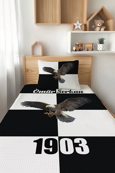 Şen Dekorasyon Black and White Eagle 4 Season Children's Pique Set