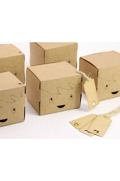 Tasarım Şeker Men's Character Shaped Kraft Cardboard Box - Gift Box - 25 Pieces