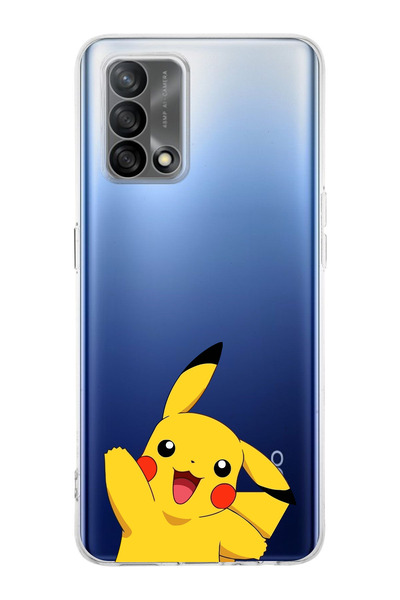 moonset Oppo A74 Uyumlu Pikachu Tasarımlı Baskılı Şeffaf Telefon Kılıfı
