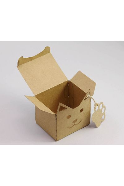 Tasarım Şeker Cat Shaped Kraft Cardboard Box - Gift Box - 25 Pieces