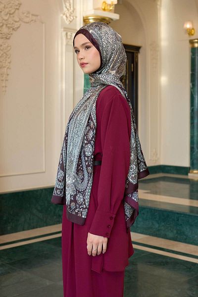 İpekhan Plum Indian Voile Shawl - 5009-11
