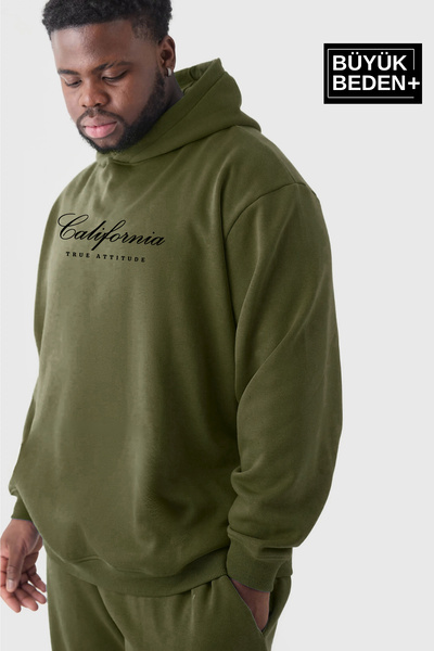 Superlife Men's Handwritten California Printed Large Size Thin Hooded Swatshirt Spr25Bsw62