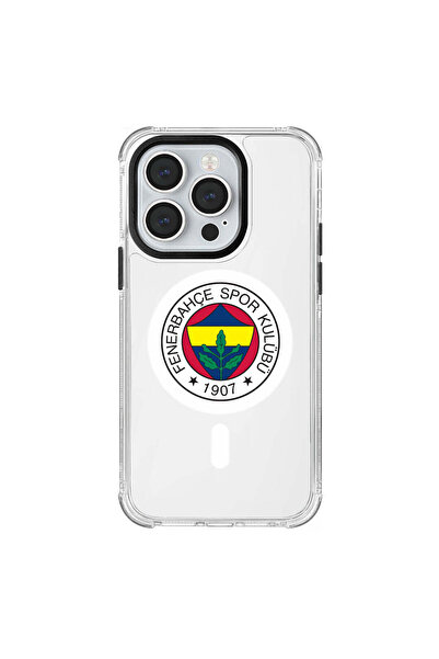 Fenerbahçe iPhone 14 Pro Uyumlu Fenerbahçe Magsafe Logo Şeffaf Telefon Kılıfı