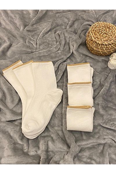 FUBA Aksesuar 4 Pairs Women's Multicolor Comfortable Cordless Elastic Socks White College Socks