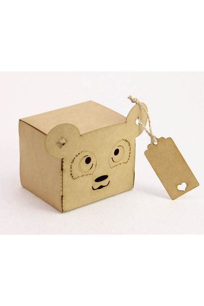 Tasarım Şeker Panda Shaped Kraft Cardboard Box - Gift Box - 25 Pieces