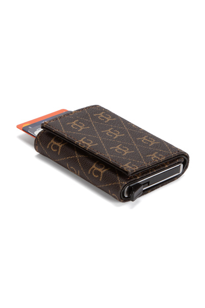 Newish Polo Newish Unisex Patterned Automatic Slide Card Holder Wallet with Mechanism