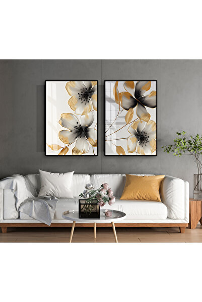 Harika bir ev Hari̇kabi̇rev | Gold-Grey Flowery Pattern Combination 01 | Temp...